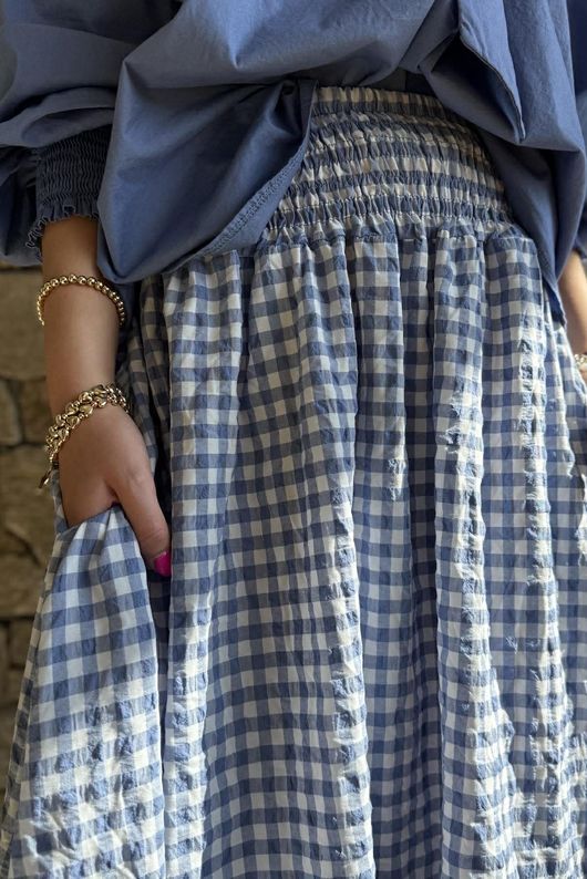 Nonni Gingham Ripley Skirt Denim